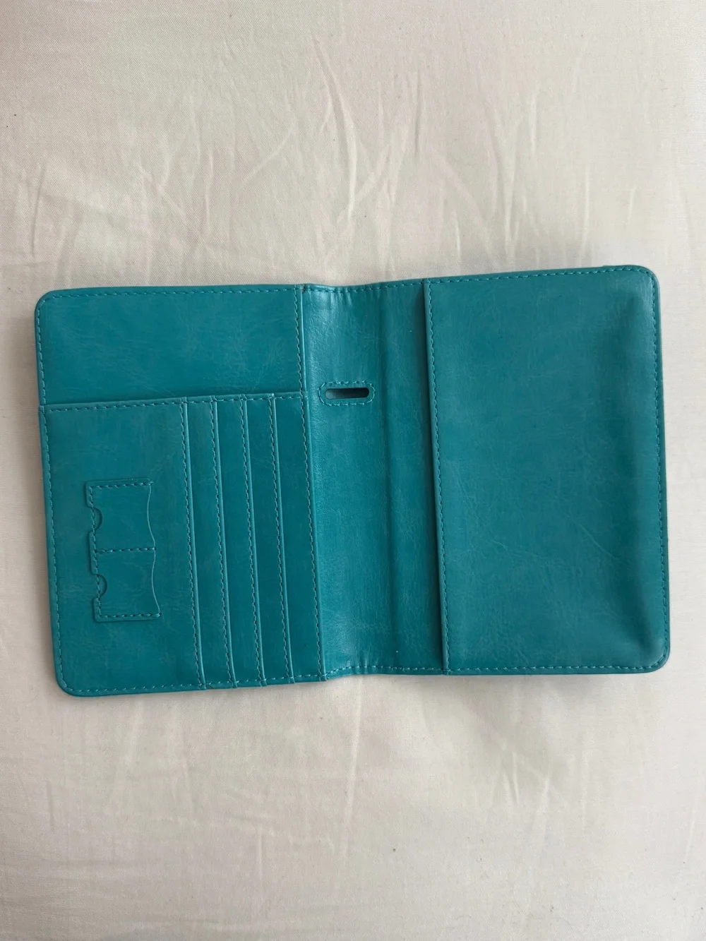 Teal 100% leather Passport Cover Travel Wallet